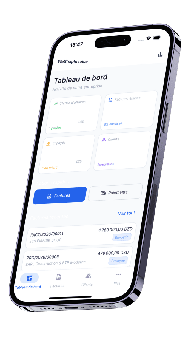 WeShapInvoice mobile app